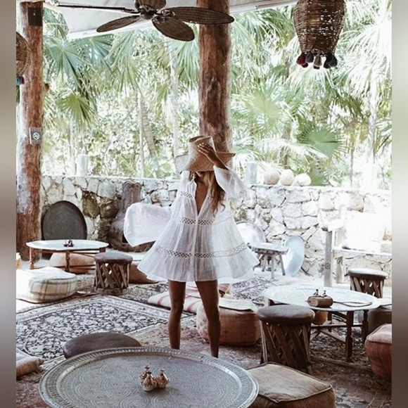 New Flowy Tunic Button Up Cover Up Top Dress White - Picture 1 of 13